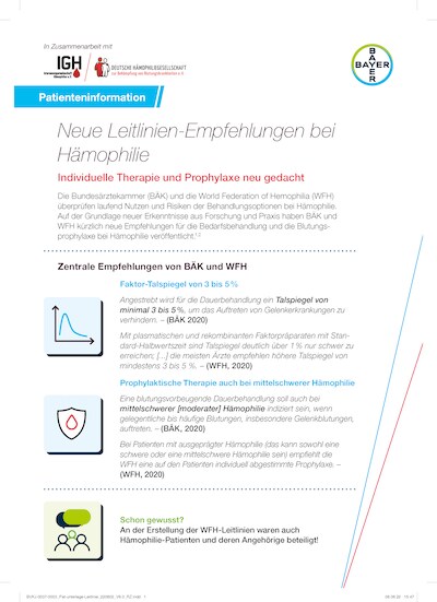 Neue Leitlinien-Empfehlunegn bei Hämophilie Neue Leitlinien-Empfehlunegn bei Hämophilie