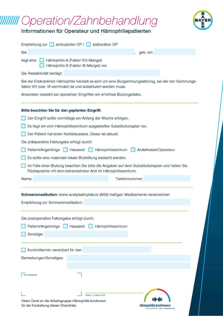 Zahnarzt bei Haemophilie: Informationen für Arzt und Patient